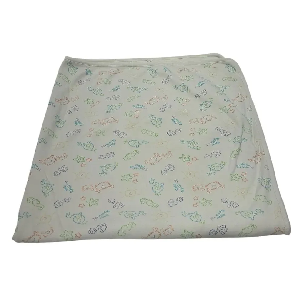 Vintage Oshkosh Baby B’Gosh Baby Blanket Cotton Fish Sun Crab Starfish Shell
